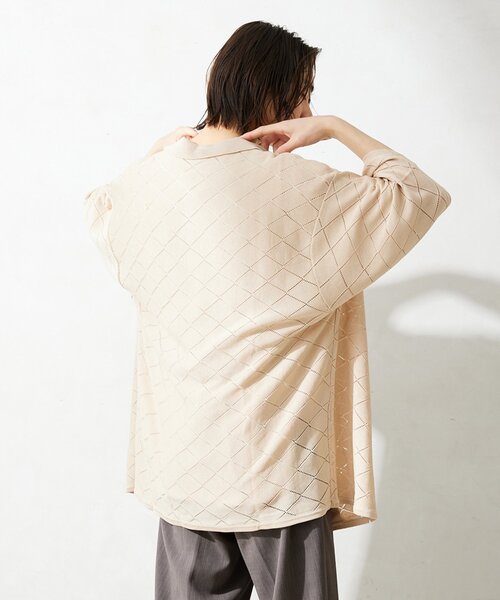 JOURNAL STANDARD relume（ジャーナルスタンダード　レリューム）の「Lattice サマーニットポロシャツ（ニット/セーター・メンズ・ブラック/ベージュ/グリーン・MEDIUM/LARGE）」の7枚目の写真