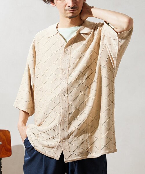 JOURNAL STANDARD relume（ジャーナルスタンダード　レリューム）の「Lattice サマーニットポロシャツ（ニット/セーター・メンズ・ブラック/ベージュ/グリーン・MEDIUM/LARGE）」の20枚目の写真