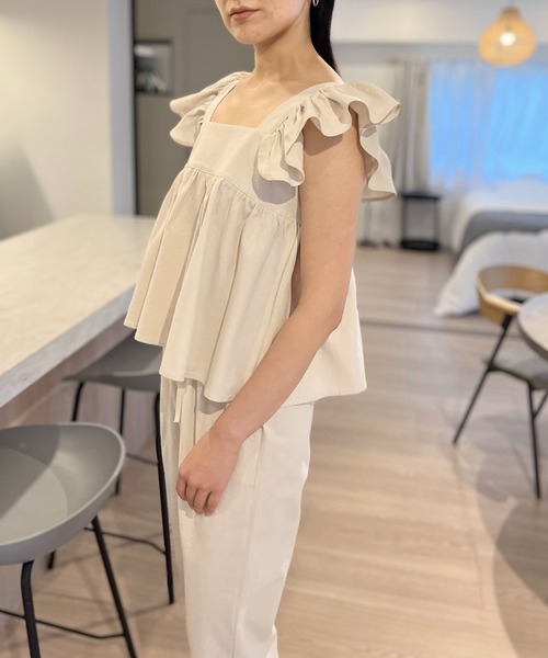 Jewelobe（ジュエローブ）の「ショルダーフリルトップス×イージーパンツ セットアップ（セットアップ・レディース・ホワイト/ベージュ/ブラック・FREE）」の20枚目の写真
