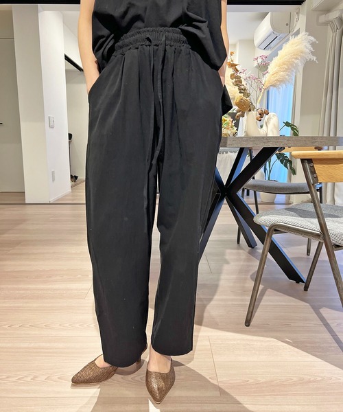 セール】ショルダーフリルトップス×イージーパンツ セットアップ