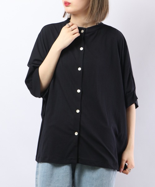 Arinomama(アリノママ)の「Arinomama 綿テンセルコクーンブラウス 半袖(シャツ/ブラウス・レディース・ピーコックグリーン系/クリアブルー/ブラック/ホワイト・FREE)」の15枚目の写真