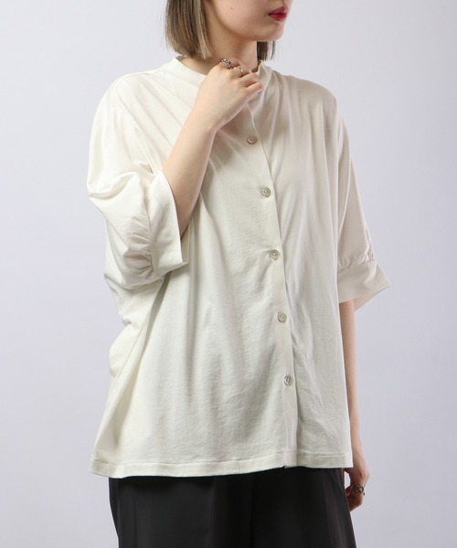 Arinomama(アリノママ)の「Arinomama 綿テンセルコクーンブラウス 半袖(シャツ/ブラウス・レディース・ピーコックグリーン系/クリアブルー/ブラック/ホワイト・FREE)」の11枚目の写真