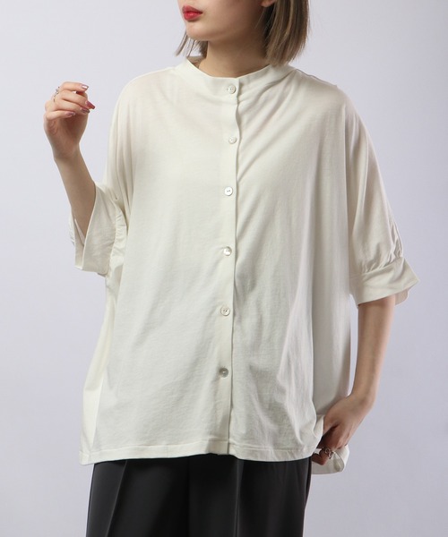 Arinomama(アリノママ)の「Arinomama 綿テンセルコクーンブラウス 半袖(シャツ/ブラウス・レディース・ピーコックグリーン系/クリアブルー/ブラック/ホワイト・FREE)」の8枚目の写真