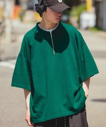 NULL | 【NULL】ニット素材 半袖 ハーフジップ ポロシャツ(ポロシャツ)