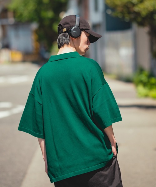 NULL(ヌル)の「【NULL】ニット素材 半袖 ハーフジップ ポロシャツ(ポロシャツ・メンズ・ホワイト/ブラック/グリーン・MEDIUM/LARGE)」の11枚目の写真