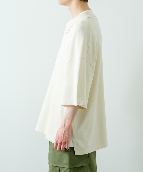 NULL(ヌル)の「【NULL】ニット素材 半袖 ハーフジップ ポロシャツ(ポロシャツ・メンズ・ホワイト/ブラック/グリーン・MEDIUM/LARGE)」の17枚目の写真