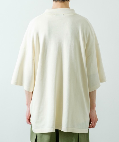 NULL(ヌル)の「【NULL】ニット素材 半袖 ハーフジップ ポロシャツ(ポロシャツ・メンズ・ホワイト/ブラック/グリーン・MEDIUM/LARGE)」の18枚目の写真