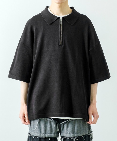 NULL(ヌル)の「【NULL】ニット素材 半袖 ハーフジップ ポロシャツ(ポロシャツ・メンズ・ホワイト/ブラック/グリーン・MEDIUM/LARGE)」の22枚目の写真