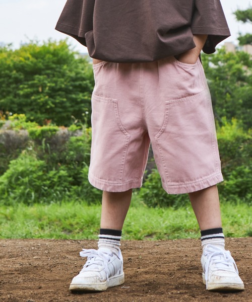 PAIRMANON STREET（ペアマノンストリート）の「【PAIRMANON STREET】ピグメント加工カラーダック地ダブルニーワークショートパンツ（その他パンツ・キッズ・ピンク/ブラック/オフホワイト/カーキ/ブラウン・150/90/110/140/100/130/120）」の5枚目の写真