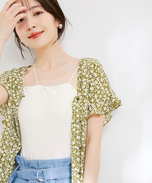 VIS（ビス）の「【洗える】アシンメトリークロスストラップキャミソール（キャミソール・レディース・ホワイト/ダークブラウン/グリーン系その他/ブラック・FREE）」の2枚目の写真