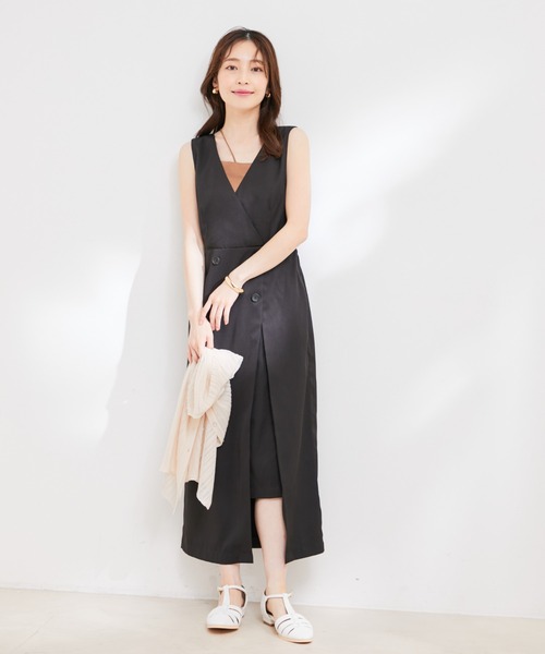 VIS（ビス）の「【洗える】アシンメトリークロスストラップキャミソール（キャミソール・レディース・ホワイト/ダークブラウン/グリーン系その他/ブラック・FREE）」の22枚目の写真