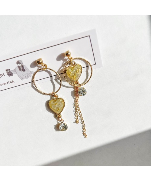tone(トーン)の「【88eighty-eight】グリーンハートゴールドピアス【import】(MA)(ピアス(両耳用)・レディース・ゴールド・FREE)」の6枚目の写真