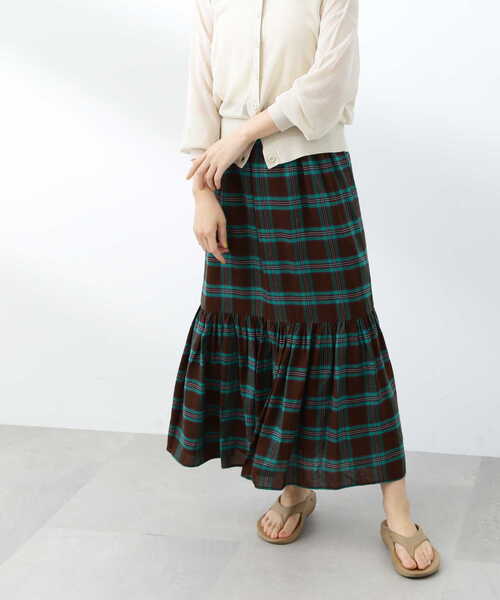 N.(N. Natural Beauty Basic)(エヌエヌナチュラルビューティーベーシック)の「【S Size Line】◆ティアードチェックスカート(スカート・レディース・ブラウン系その他/パープル系その他/ブルー系その他・SMALL/MEDIUM)」の11枚目の写真