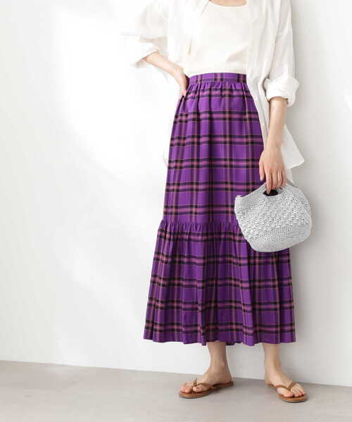 N.(N. Natural Beauty Basic)(エヌエヌナチュラルビューティーベーシック)の「【S Size Line】◆ティアードチェックスカート(スカート・レディース・ブラウン系その他/パープル系その他/ブルー系その他・SMALL/MEDIUM)」の1枚目の写真