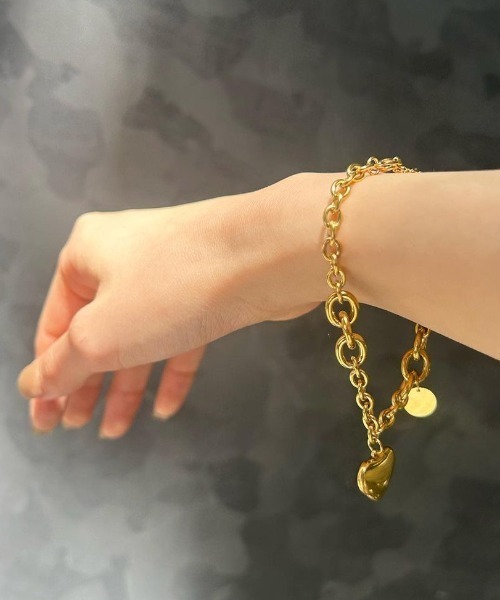 K18ゴールド ハートチャームブレスレット スター ムーン ハート チャーム ブレスレット K18イエローゴールド