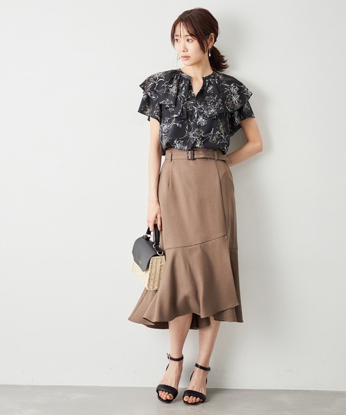 ROPE' PICNIC（ロペピクニック）の「ラッフルフリルブラウス（柄＆無地）（シャツ/ブラウス・レディース・オフホワイト/ホワイト系その他/ブラック系その他・38）」の16枚目の写真