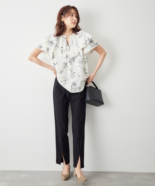 ROPE' PICNIC（ロペピクニック）の「ラッフルフリルブラウス（柄＆無地）（シャツ/ブラウス・レディース・オフホワイト/ホワイト系その他/ブラック系その他・38）」の20枚目の写真