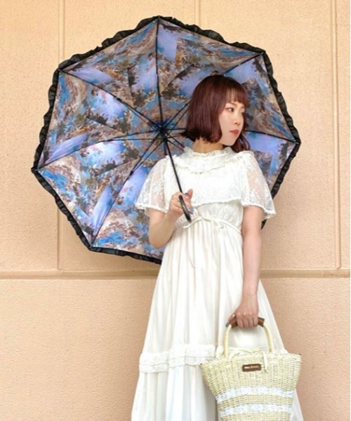 axes femme（アクシーズファム）の「天使柄晴雨兼用長傘（長傘・レディース・グリーン/ブルー・FREE）」の2枚目の写真