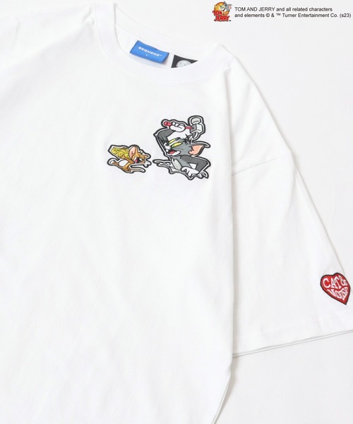 Tom&Jerry(トムアンドジェリー)の「Tom and Jerry/トムとジェリー キャラクター ワッペン刺繍Tシャツ ビッグシルエット レディース メンズ(Tシャツ/カットソー・レディース・オートミール/ホワイト/グリーン/ブラック・M/L)」の1枚目の写真