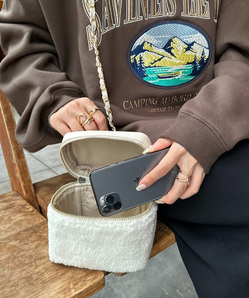 DISCOAT（ディスコート）の「ボアコンビバニティバッグ（ショルダーバッグ・レディース・アイボリー/モカ/ベージュ・FREE）」の8枚目の写真