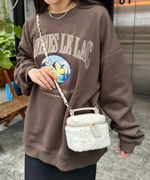 DISCOAT（ディスコート）の「ボアコンビバニティバッグ（ショルダーバッグ・レディース・アイボリー/モカ/ベージュ・FREE）」の4枚目の写真