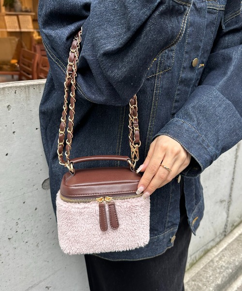 DISCOAT（ディスコート）の「ボアコンビバニティバッグ（ショルダーバッグ・レディース・アイボリー/モカ/ベージュ・FREE）」の21枚目の写真