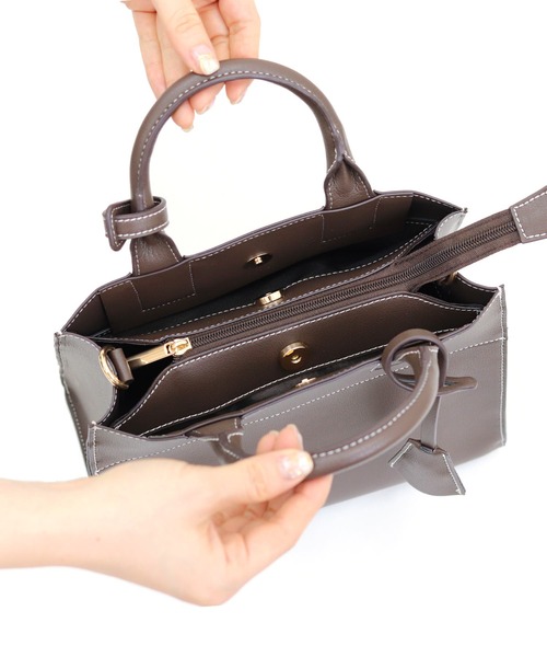 MIAN （ミアン）の「MALLOW / 2wayハンドバッグ（ハンドバッグ・レディース・ダークブラウン/ブラック/アイボリー・FREE）」の13枚目の写真