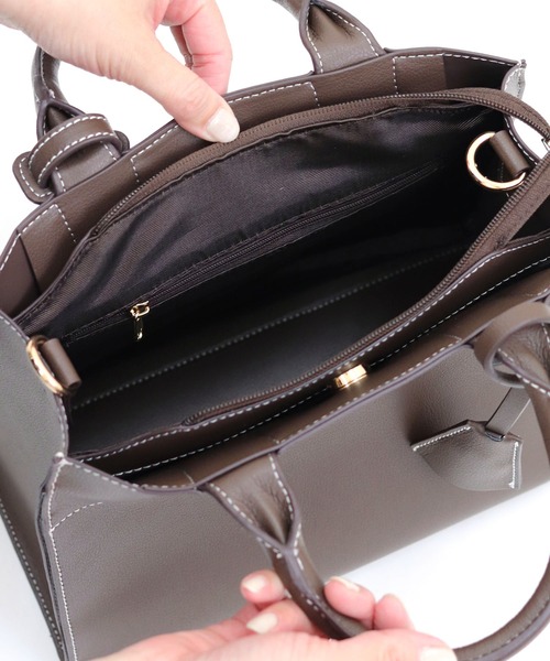 MIAN （ミアン）の「MALLOW / 2wayハンドバッグ（ハンドバッグ・レディース・ダークブラウン/ブラック/アイボリー・FREE）」の8枚目の写真