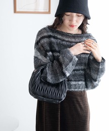 WEGO/段染めボーダーモヘアライクニット