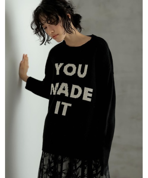 Re:EDIT（リエディ）の「[大きいサイズ有]オーバーサイズロゴニットプルオーバー（ニット/セーター・レディース・ベージュ/ブラック・MEDIUM/X-LARGE/LARGE）」の4枚目の写真