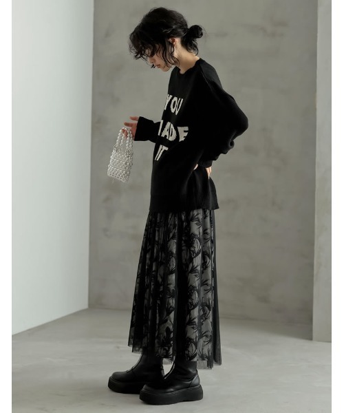 セール】[大きいサイズ有]オーバーサイズロゴニットプルオーバー