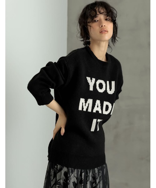 Re:EDIT（リエディ）の「[大きいサイズ有]オーバーサイズロゴニットプルオーバー（ニット/セーター・レディース・ベージュ/ブラック・MEDIUM/X-LARGE/LARGE）」の7枚目の写真