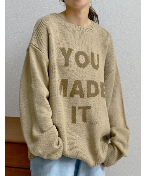 Re:EDIT（リエディ）の「[大きいサイズ有]オーバーサイズロゴニットプルオーバー（ニット/セーター・レディース・ベージュ/ブラック・MEDIUM/X-LARGE/LARGE）」の8枚目の写真