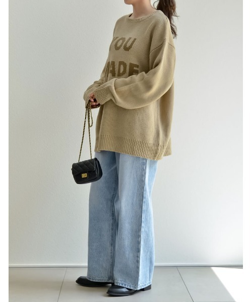 Re:EDIT（リエディ）の「[大きいサイズ有]オーバーサイズロゴニットプルオーバー（ニット/セーター・レディース・ベージュ/ブラック・MEDIUM/X-LARGE/LARGE）」の10枚目の写真