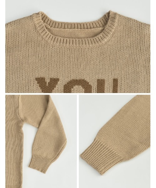 ★エッセンシャルズ　ロゴニットセーター　ベージュ　3L 大きいサイズ セール】[大きいサイズ有]オーバーサイズロゴニットプルオーバー