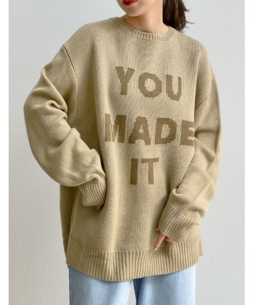 セール】[大きいサイズ有]オーバーサイズロゴニットプルオーバー