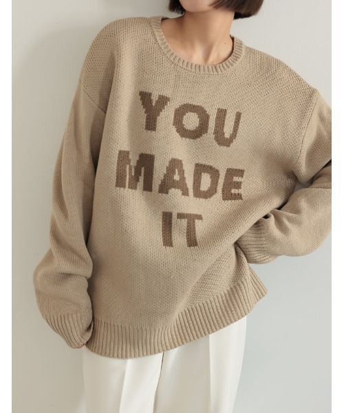 ★エッセンシャルズ　ロゴニットセーター　ベージュ　3L 大きいサイズ セール】[大きいサイズ有]オーバーサイズロゴニットプルオーバー