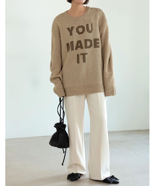 Re:EDIT（リエディ）の「[大きいサイズ有]オーバーサイズロゴニットプルオーバー（ニット/セーター・レディース・ベージュ/ブラック・MEDIUM/X-LARGE/LARGE）」の20枚目の写真