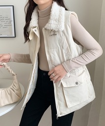 ABITOKYO | 襟ボアスタンドカラー中綿ベスト(ダウンベスト)