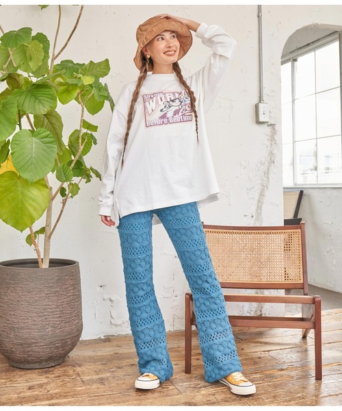anap mimpi(アナップミンピ)の「シェルクロシェニットフレアパンツ(その他パンツ・レディース・スミクロ/ターコイズブルー・FREE)」の7枚目の写真