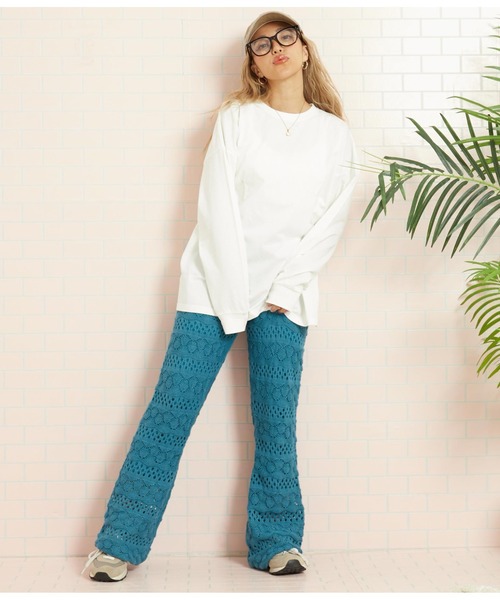 anap mimpi(アナップミンピ)の「シェルクロシェニットフレアパンツ(その他パンツ・レディース・スミクロ/ターコイズブルー・FREE)」の20枚目の写真