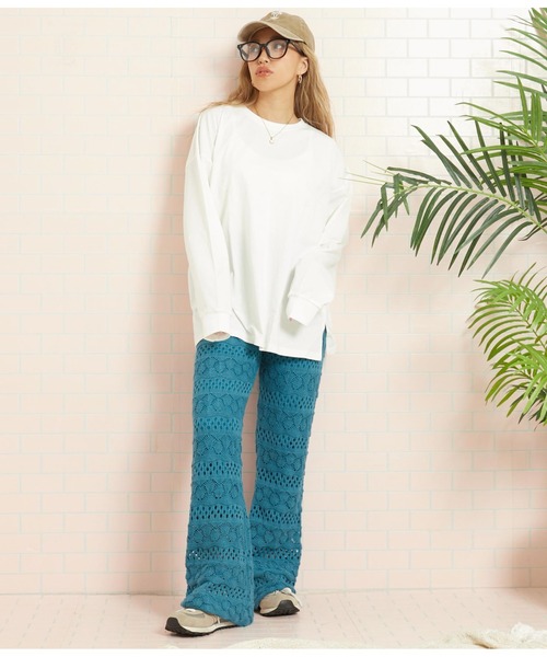 anap mimpi(アナップミンピ)の「シェルクロシェニットフレアパンツ(その他パンツ・レディース・スミクロ/ターコイズブルー・FREE)」の21枚目の写真