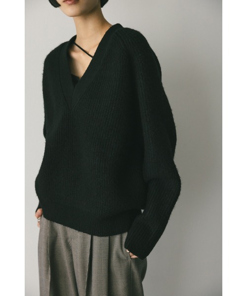 STYLEMIXER（スタイルミキサー）の「Vネックフォルムニット（ニット/セーター・レディース・ピンク/ベージュ/ブラック・FREE）」の7枚目の写真