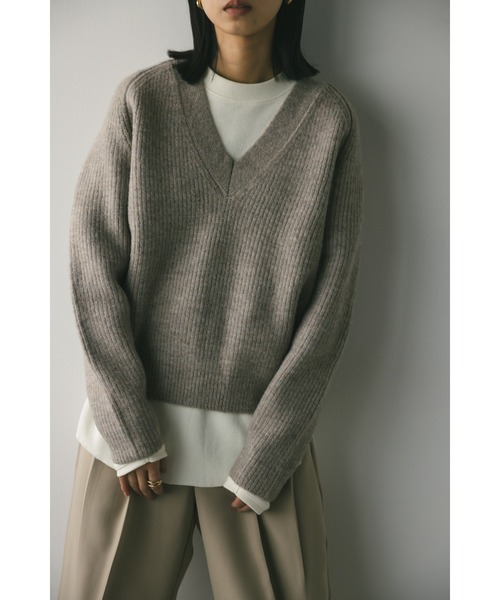 STYLEMIXER（スタイルミキサー）の「Vネックフォルムニット（ニット/セーター・レディース・ピンク/ベージュ/ブラック・FREE）」の19枚目の写真