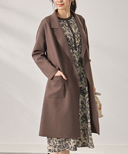 セール】ウール調バックベルトデザインロングコート（その他アウター