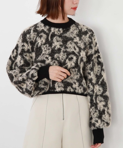 archives（アルシーヴ）の「フラワーフェザージャガードニット（ニット/セーター・レディース・ピンクベージュ/グレー/ブラック・MEDIUM）」の5枚目の写真