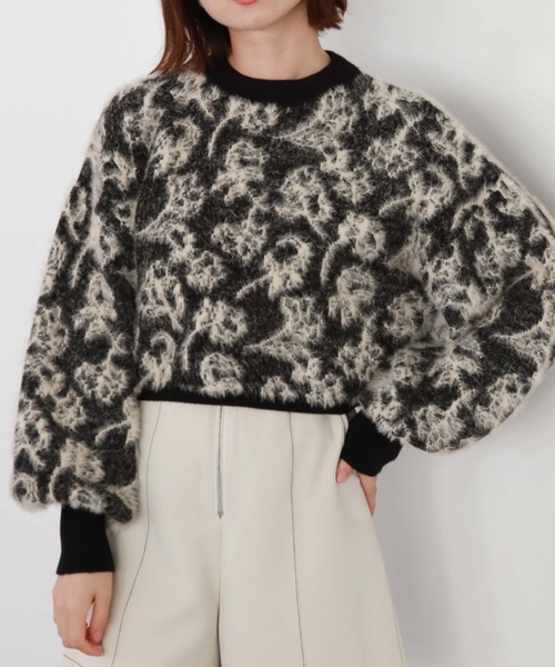 archives（アルシーヴ）の「フラワーフェザージャガードニット（ニット/セーター・レディース・ピンクベージュ/グレー/ブラック・MEDIUM）」の6枚目の写真