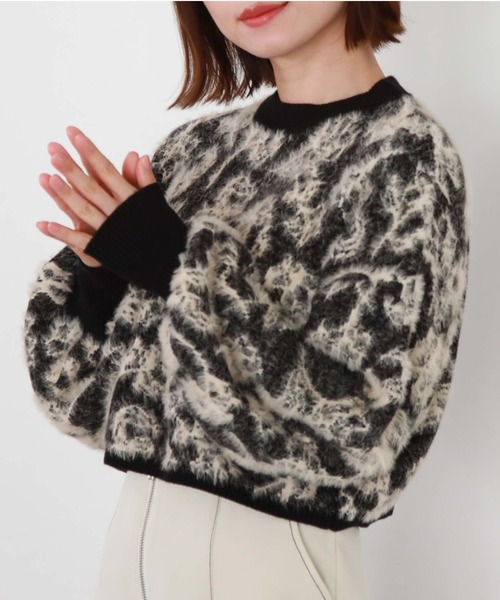 archives（アルシーヴ）の「フラワーフェザージャガードニット（ニット/セーター・レディース・ピンクベージュ/グレー/ブラック・MEDIUM）」の8枚目の写真