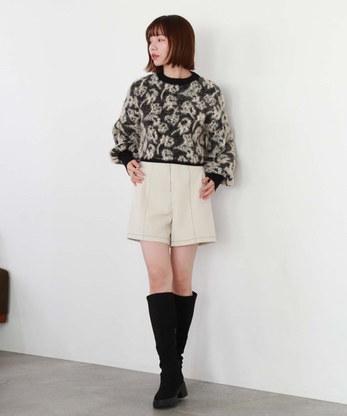 archives（アルシーヴ）の「フラワーフェザージャガードニット（ニット/セーター・レディース・ピンクベージュ/グレー/ブラック・MEDIUM）」の9枚目の写真