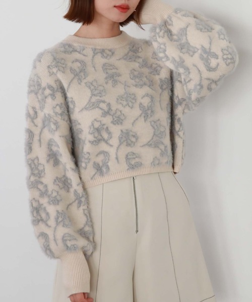 archives（アルシーヴ）の「フラワーフェザージャガードニット（ニット/セーター・レディース・ピンクベージュ/グレー/ブラック・MEDIUM）」の13枚目の写真